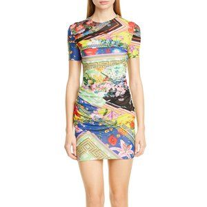 Versace Bloom Print Minidress, size 46